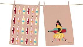 Wine Lover 2 db-os pamut konyharuha szett, 70 x 50 cm - Butter Kings