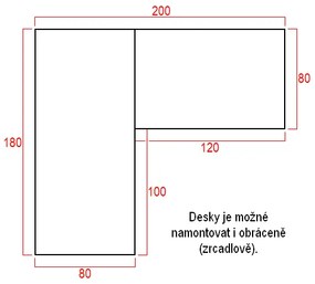 OfficeTech Angle állítható magasságú asztal, 180 + 120 cm, szürke alap, tölgy