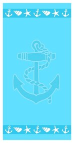 Kék frottír pamut strandtörölköző 70x140 cm Anchor – B.E.S.