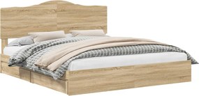 vidaXL Tárolós Ágy fejtámlával Sonoma tölgy 180 x 200 cm Faanyag