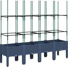 vidaXL kékszürke polipropilén rácsos kerti ültetőláda 160 x 40 x 142,5 cm