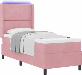 vidaXL Boxrugós ágy matracmal leddel Rózsaszín 80 x 200 cm Bársony