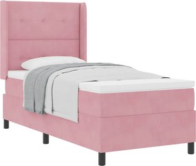vidaXL Boxrugós ágy matracmal Rózsaszín 80 x 200 cm Bársony