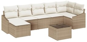 vidaXL Kanapé Szett párnával 8 pcs Bézs polirattan