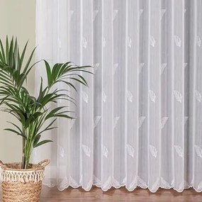 Függöny teljes egészében hímzett mintával, fehér, szalagfüggöny 500cmx260