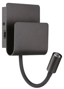 Ideal Lux - LED Fali spotlámpa PROBE LED/9,5W/230V USB CRI 90 fekete