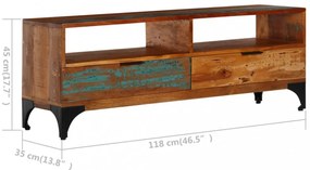tömör újrahasznosított fa TV-szekrény 118 x 35 x 45 cm