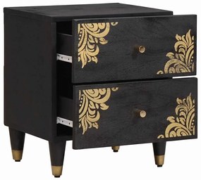 vidaXL Éjjeliszekrény 2 pcs Fekete 40 x 33 x 46 cm Tömör Mangófát