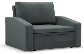 Vertico fekvőfotel, 90 cm széles, bársony, szürke