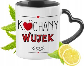 Fekete Bögre Szív Alakú Füllel Ajándék Nyomtatott