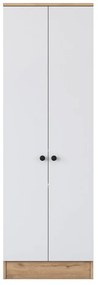 Fehér-natúr színű ruhásszekrény diófa dekorral 60x183 cm Theresa – Kalune Design