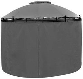 kerek antracitszürke pavilon függönyökkel 3,5 x 2,7 m