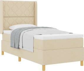 vidaXL Boxrugós ágy matracmal fejtámlával Krém 100 x 200 cm szövet
