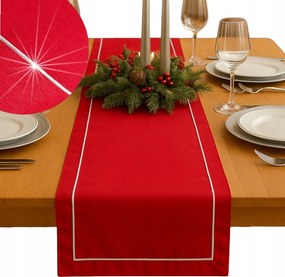 Karácsonyi asztali futó Piros-ezüst 40x160 sima ezüst laufer