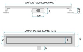 REA-G2501 - NEOX 60 cm lefolyócsatorna, rozsdamentes acél