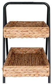 Alfaro fonott tálca fekete fém lábbal, vízi jácint, 42x23x43,5 cm