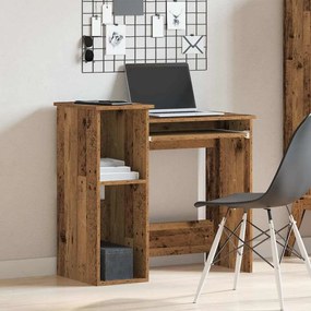 antik fa színű szerelt fa íróasztal polcokkal 84x40x78 cm