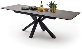 NAGANO Antracit szürke Bővíthető Kerámia Étkezőasztal - matt fekete lábbal