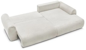 Krémszínű kordbársony kinyitható sarokkanapé (jobb oldali) Lucien – Bobochic Paris