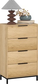 HOMCOM 4 fiókos magas komód fém fogantyúkkal — keskeny komód hálószobába, előszobába vagy nappaliba, 62 x 35 x 105 cm | Aosom