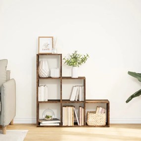 3 szintes füstös tölgy fa elválasztó könyvespolc 99x29x99 cm