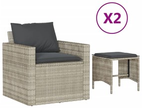 vidaXL 4 részes világosszürke polyrattan kerti ülőgarnitúra párnákkal