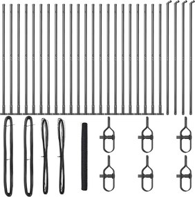 vidaXL Kerítésoszlop Szürke 50 x 1,4 m (36 mm rácsos) Acél és PVC