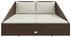 Barna polyrattan kerti ágy 110 x 200 cm