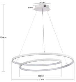 Brilagi-LED Fényerőszabályozható függeszték sodronykábelen TWISTER LED/75W/230V Ø 70 cm fehér + távirányító