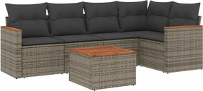vidaXL 6 részes szürke polyrattan kerti ülőgarnitúra párnákkal
