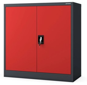 Alacsony fém irattartó szekrény BEATA, 900 x 930 x 400 mm, antracit-piros