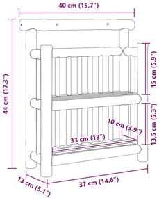 Falpolc polcokkal tárolóval Barna 40 x 13 x 44 cm bambusz