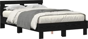 vidaXL Ágykeret leddel fejtámlával Fekete tölgy 135 x 190 cm Faanyag