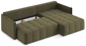 Khaki kinyitható-tárolóhelyes sarokkanapé (jobb oldali-heverő résszel) Moku – Makamii