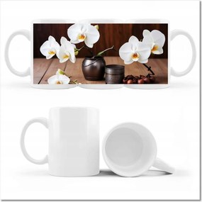 Fényképes bögre Fehér orchideák