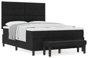 Boxspring ágy matraccal és paddal fekete 140x200 cm szövet