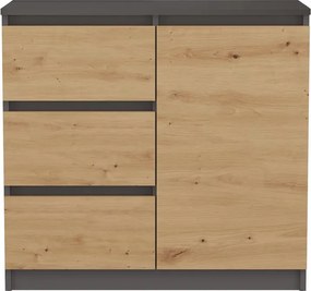 1D3S komód, antracit-tölgy