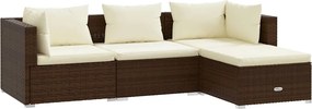 4 részes barna polyrattan kerti ülőgarnitúra párnákkal