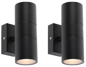 2 db-os kültéri fali lámpa készlet fekete IP44 - Duo