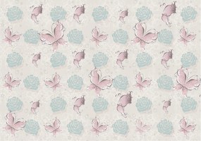 Flizelin fotótapéta Bézs pillangók és rózsák 312x219 +ragasztó