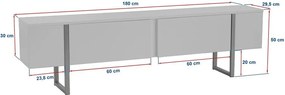 Sötét natúr színű TV-állvány diófa dekorral 180x50x29,5 cm Serenity – Kalune Design