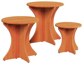 Dohányzóasztal 3 pcs Viaszbarna 46 x 46 x 47 cm Tömör fenyőfa