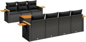 vidaXL 8 részes fekete polyrattan kerti ülőgarnitúra párnákkal
