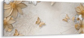 Kép - virágok pillangókkal (120x50 cm)