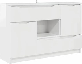 vidaXL Széf fiókkal Magas Fényű Fehér 100 x 30 x 65,6 Faanyag