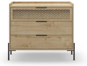 Natúr színű alacsony komód tölgyfa dekorral 90x80 cm Inca – Marckeric