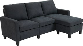 HOMCOM Sarokkanapé Ággyá Alakítható Funkcióval, 3 Személyes Kanapé Párnákkal, L-Alakú Kanapé Nappalira, Hálószobába 197 x 139 x 91 cm, Poliészter, Söt