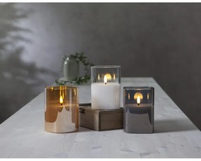 Flamme szürke LED viaszgyertya üvegben, magasság 12,5 cm - Star Trading