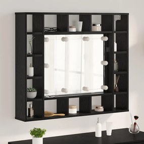 Tükörszekrény polcokkal Musta tammi 91 x 15 x 76.5 cm Faanyag