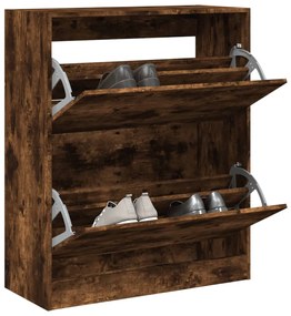 füstös tölgy színű szerelt fa cipőszekrény 80 x 34 x 96,5 cm